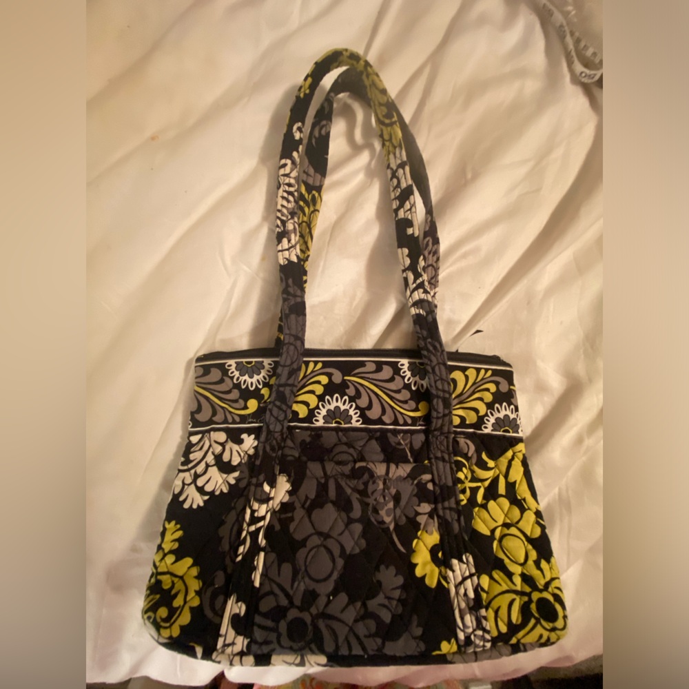 Vera Bradley Black and Yellow Floral Shoulder Bag